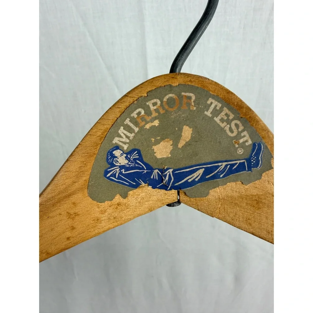 Vintage Mirror Test Wooden Suit Hanger Wishbone Pants Bar MCM Haberdashery